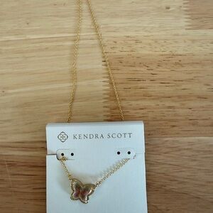 Kendra Scott Gold Butterfly Necklace Iridescent Stone Pendant